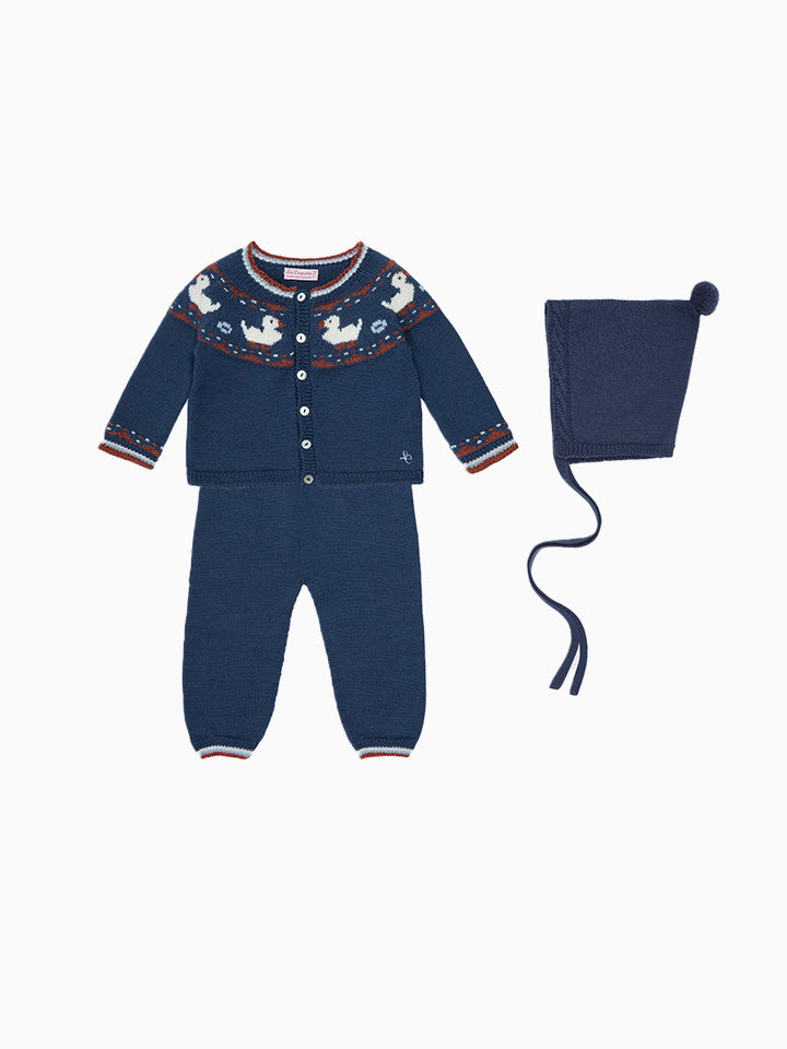 Soft Denim Melange Mavi Merino Duck Baby Knitted Gift Box Set