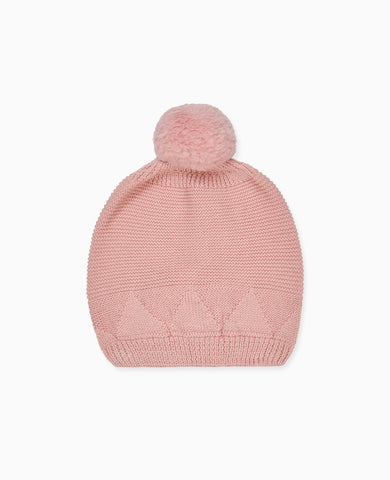 Dusty Pink Merino Girl Bobble Hat