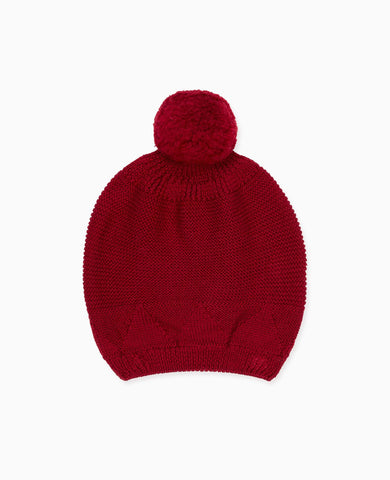 Burgundy Merino Kids Bobble Hat