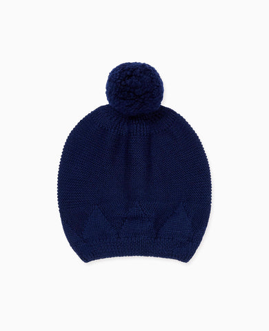 Navy Merino Kids Bobble Hat
