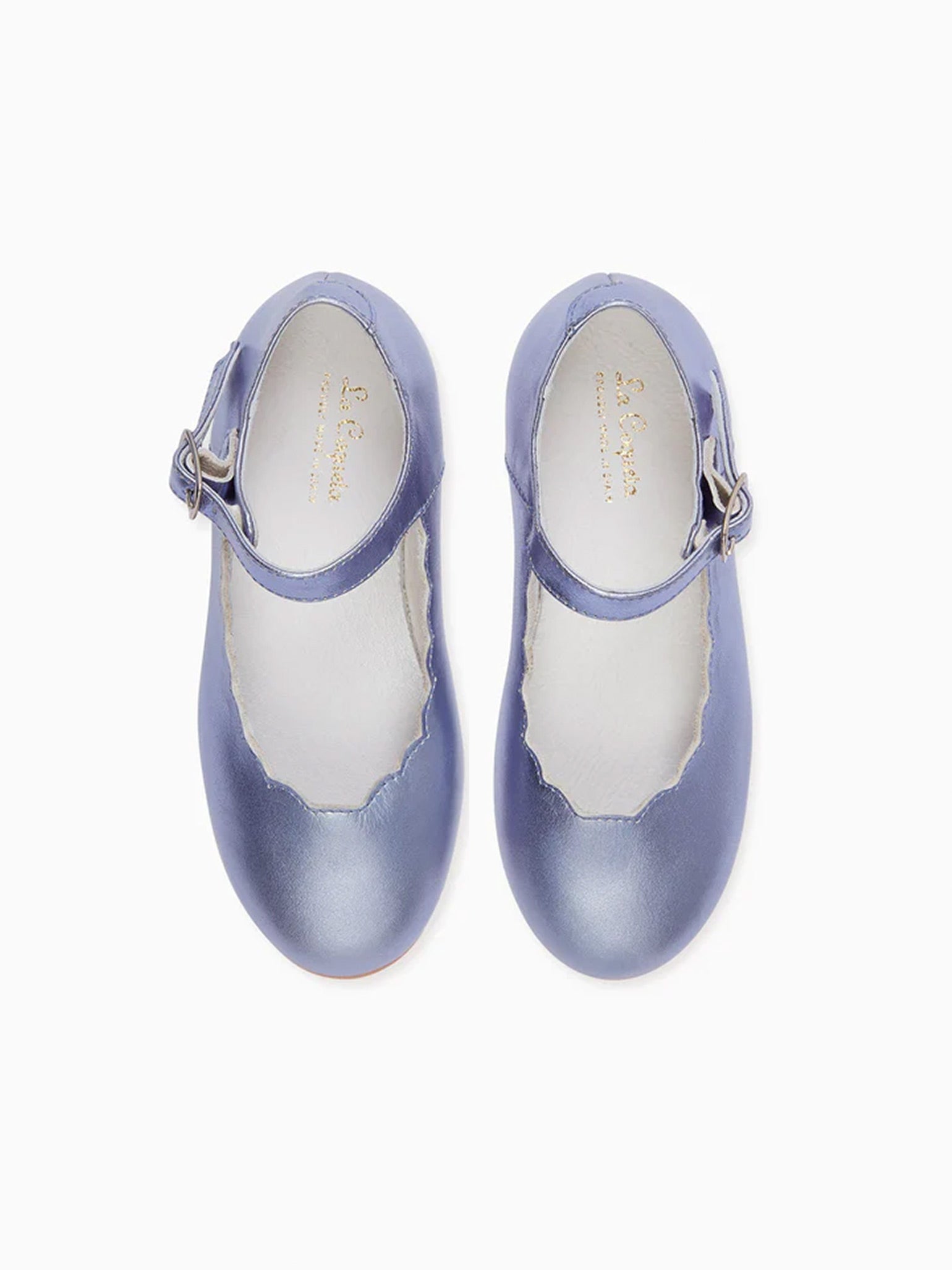 Metallic Lilac Leather Girl Scallop Mary Jane Shoes