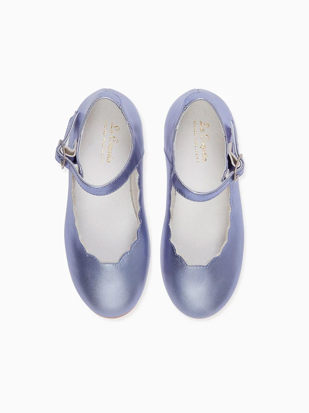 Metallic Lilac Leather Girl Scallop Mary Jane Shoes