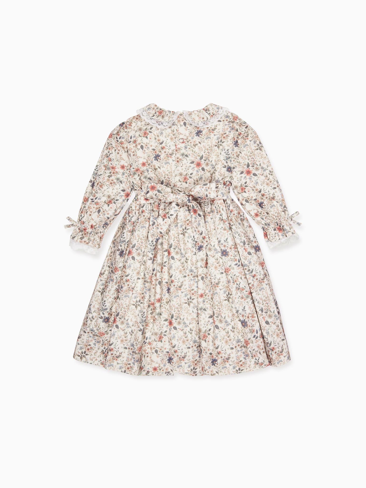 Ivory Floral Milla Girl Hand-Smocked Dress