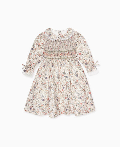 Ivory Floral Milla Girl Hand-Smocked Dress