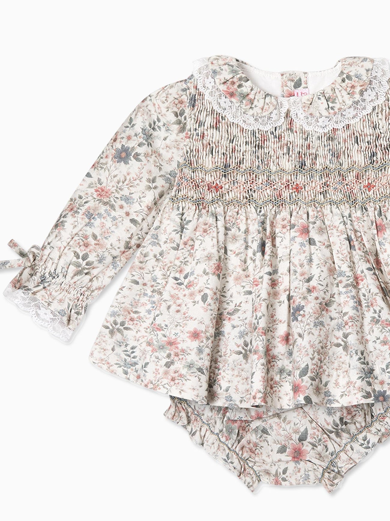 Ivory Floral Milla Baby Girl Hand-Smocked Set