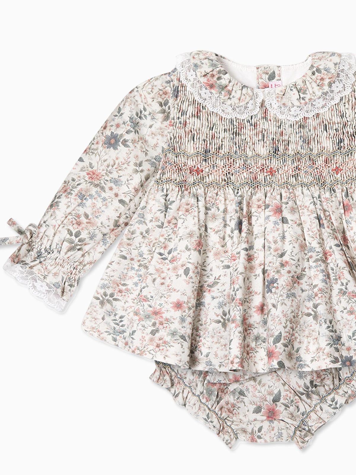 Ivory Floral Milla Baby Girl Hand-Smockde Set