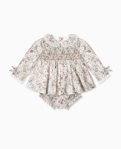 Ivory Floral Milla Baby Girl Hand-Smocked Set