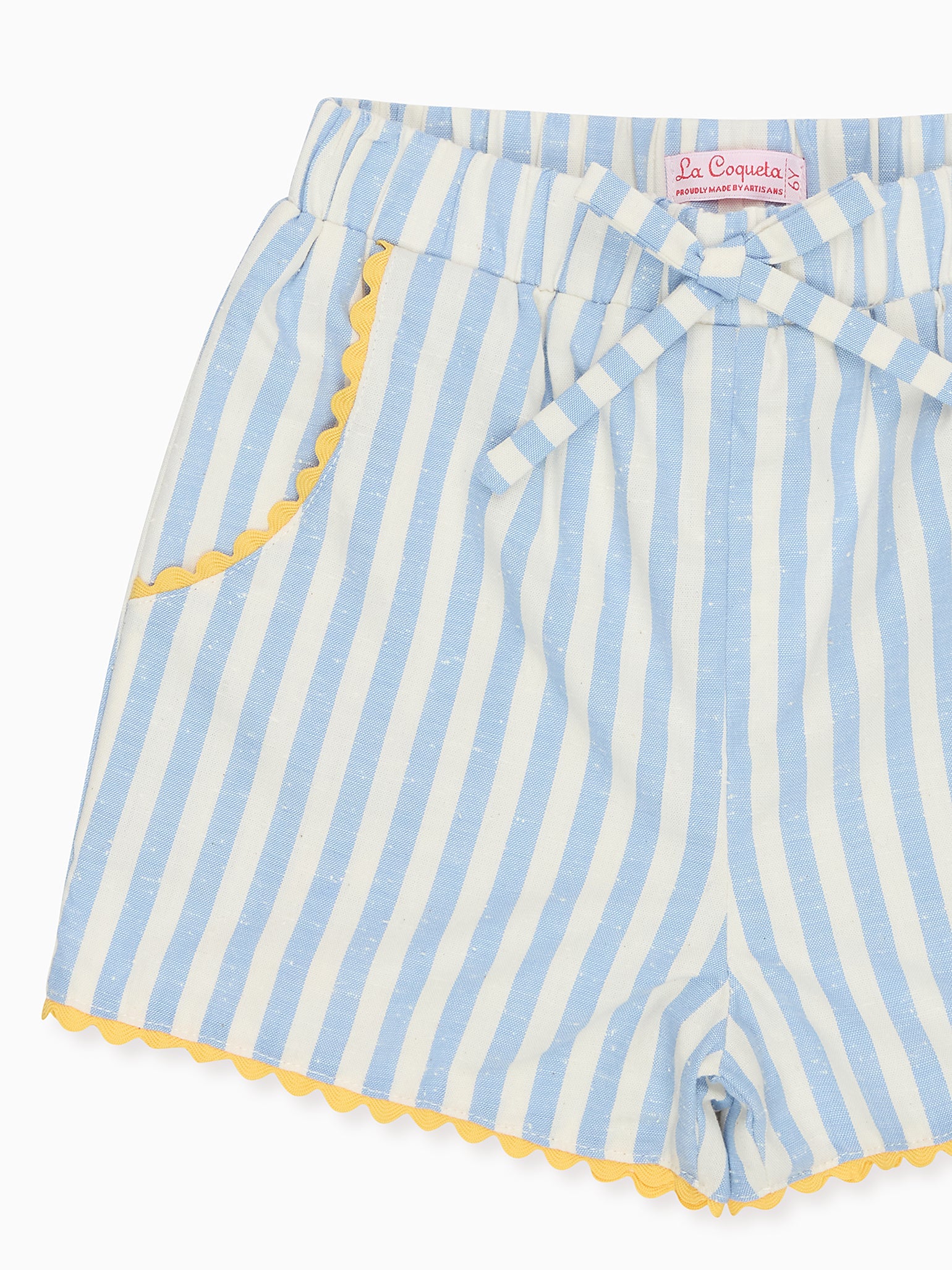 Blue Stripe Miranda Cotton Girl Shorts