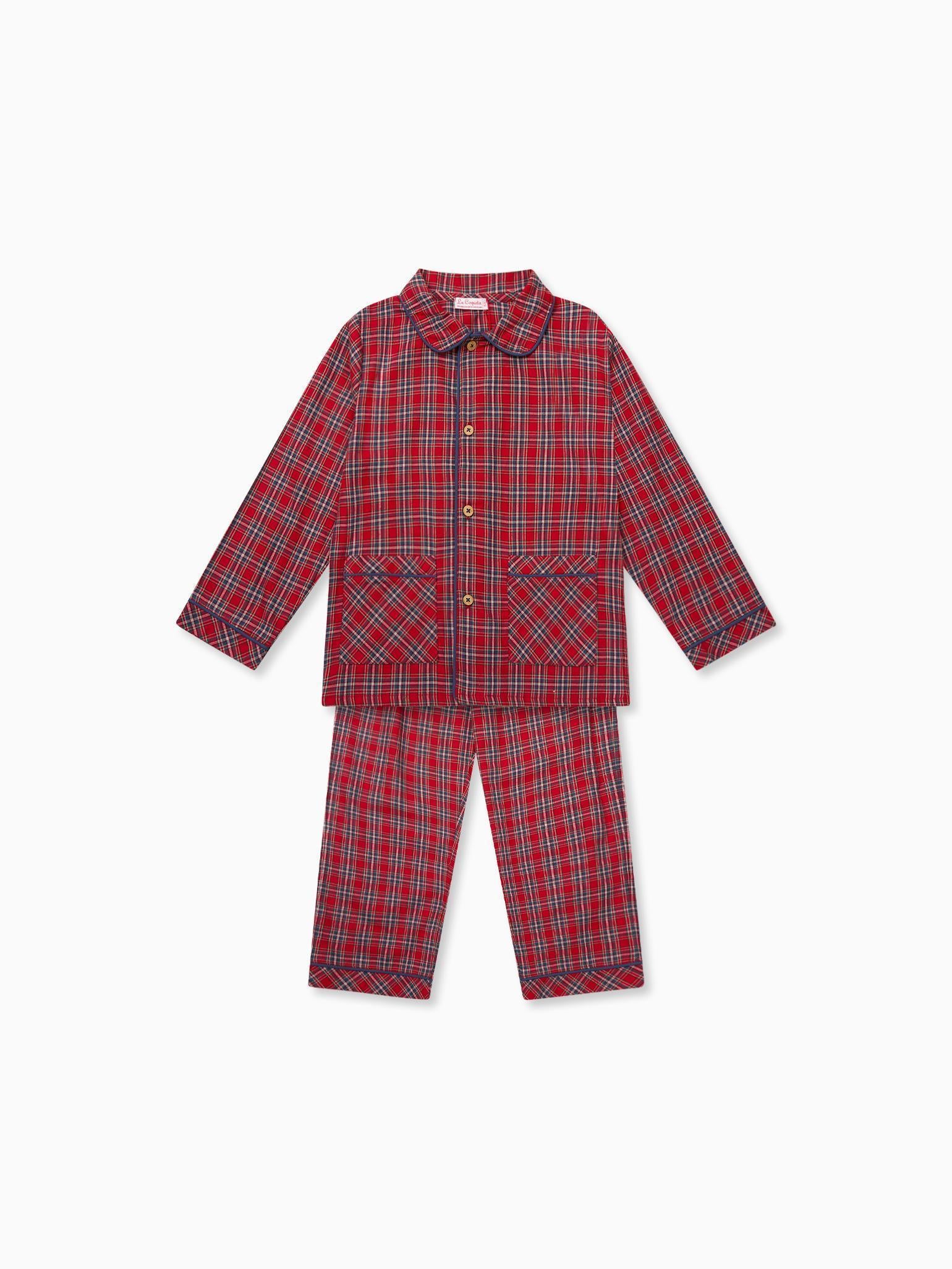 Red Tartan Navidad Kids Pyjamas