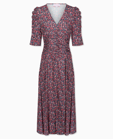 Navy Floral Siena Womens Long Dress