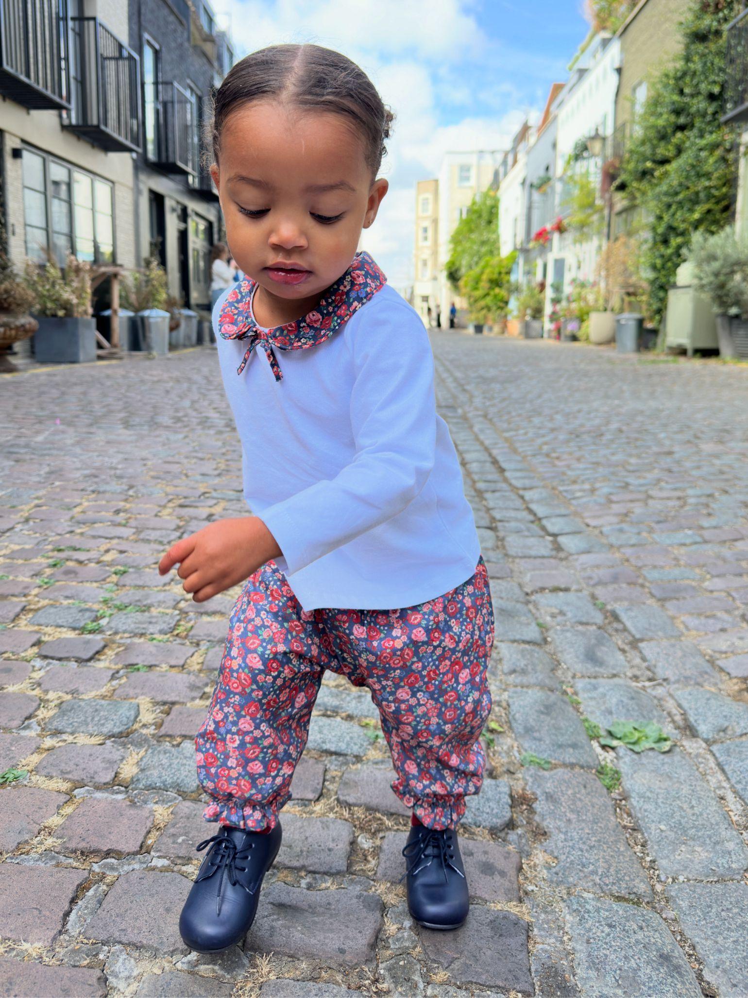 Navy Floral Forna Baby Girl Trousers