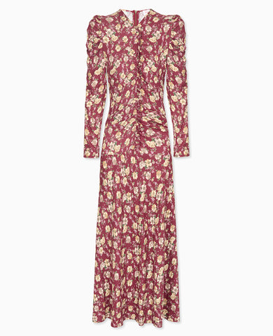 Burgundy Floral Celia Women Long Dress