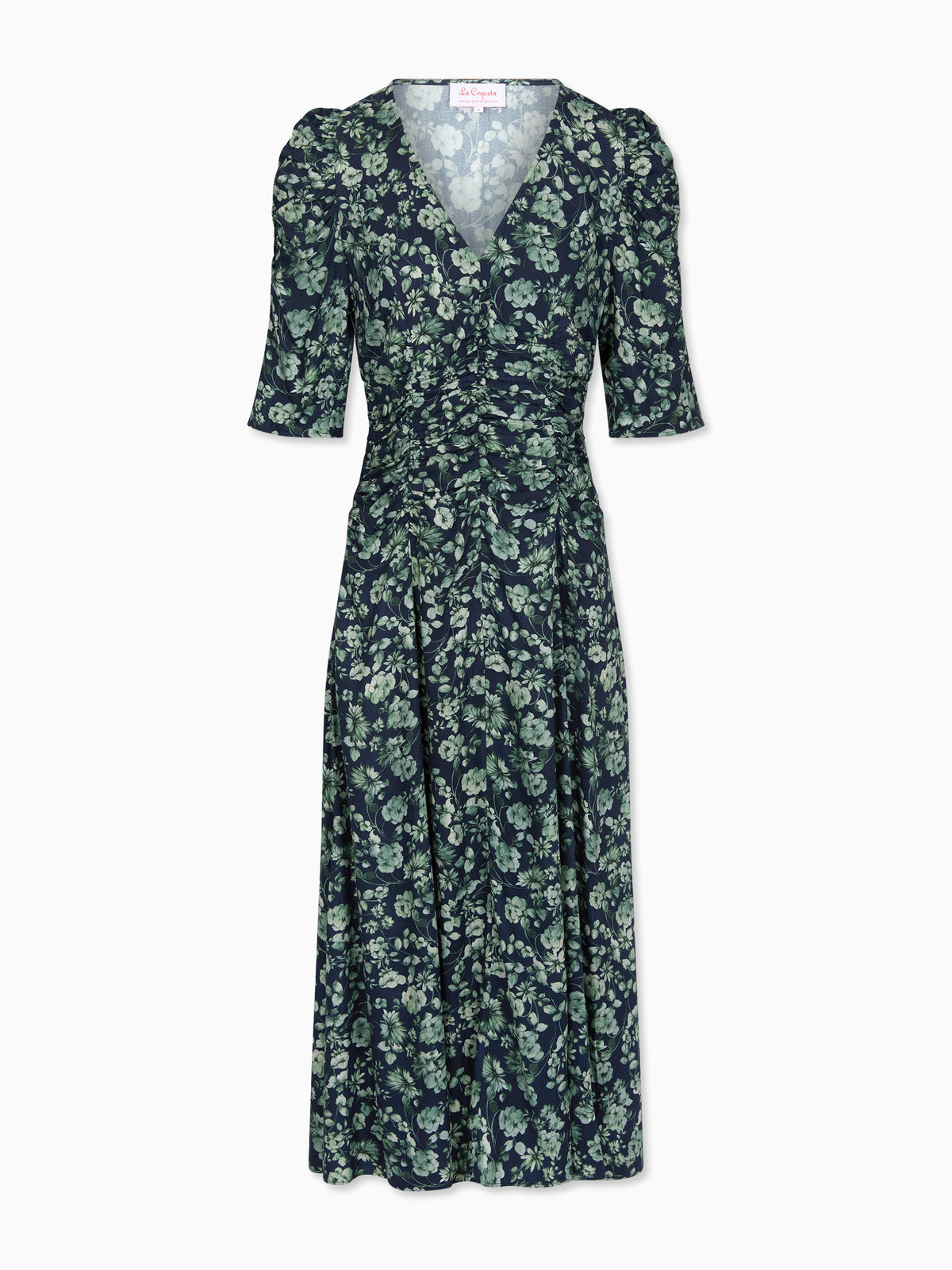 Navy & Green Floral Siena Womens Long Dress