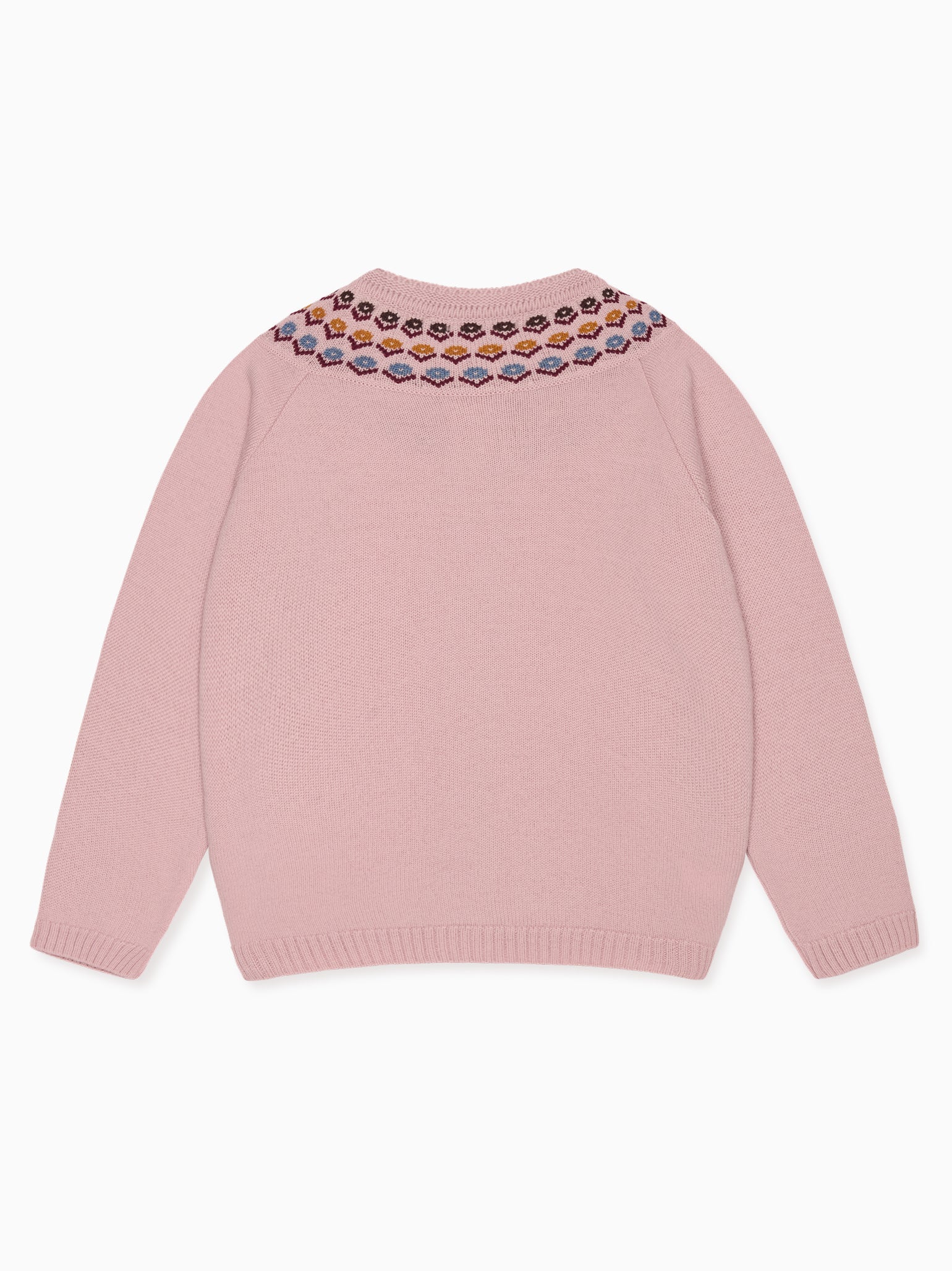 Dusty Pink Nelia Merino Fair Isle Girl Cardigan