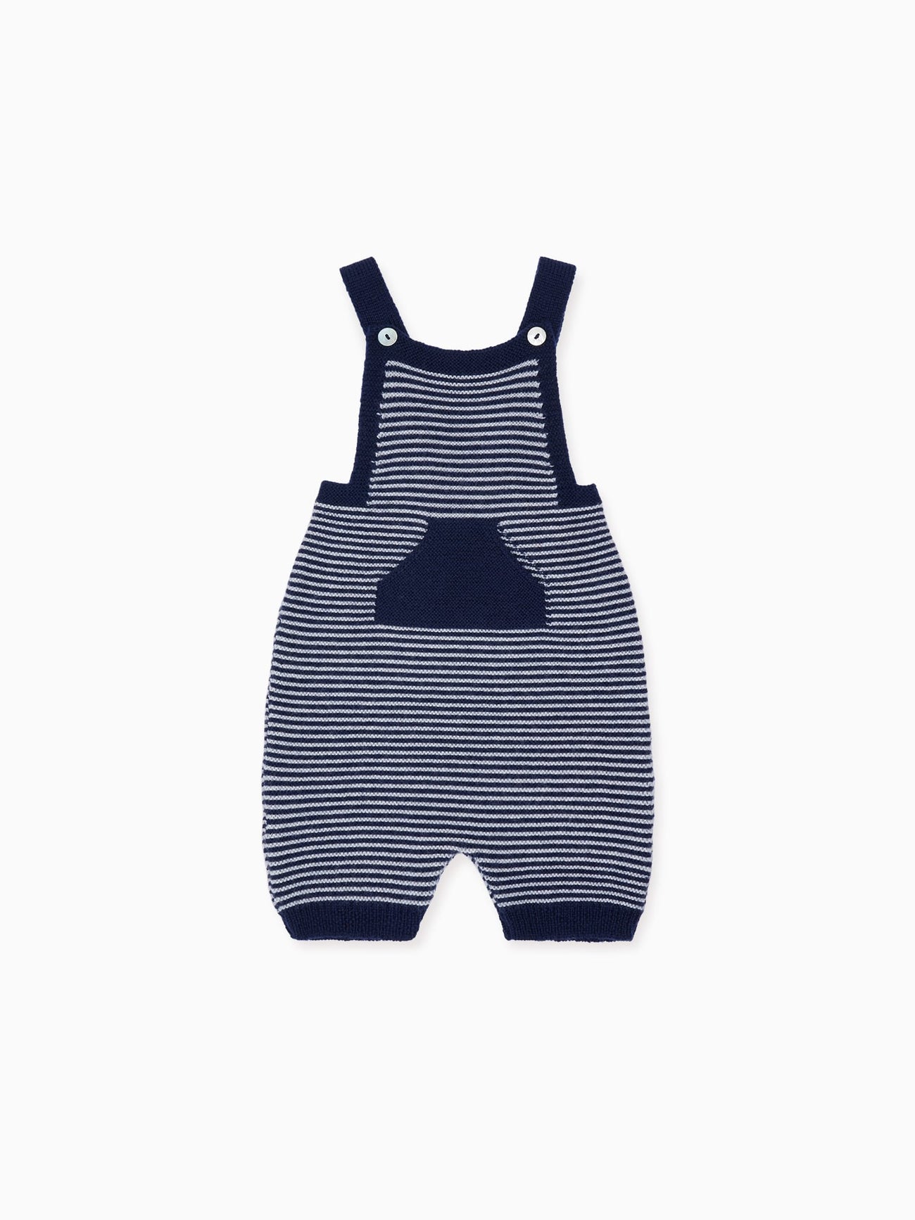 Navy Stripe Nelo Merino Baby Dungarees