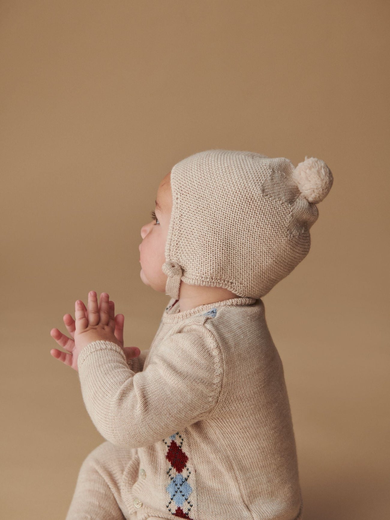 Oatmeal Melange Renta Merino Baby Knitted Bonnet