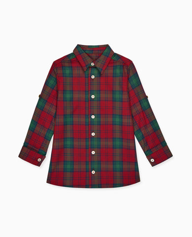 Green Tartan Nico Long Sleeve Boy Shirt