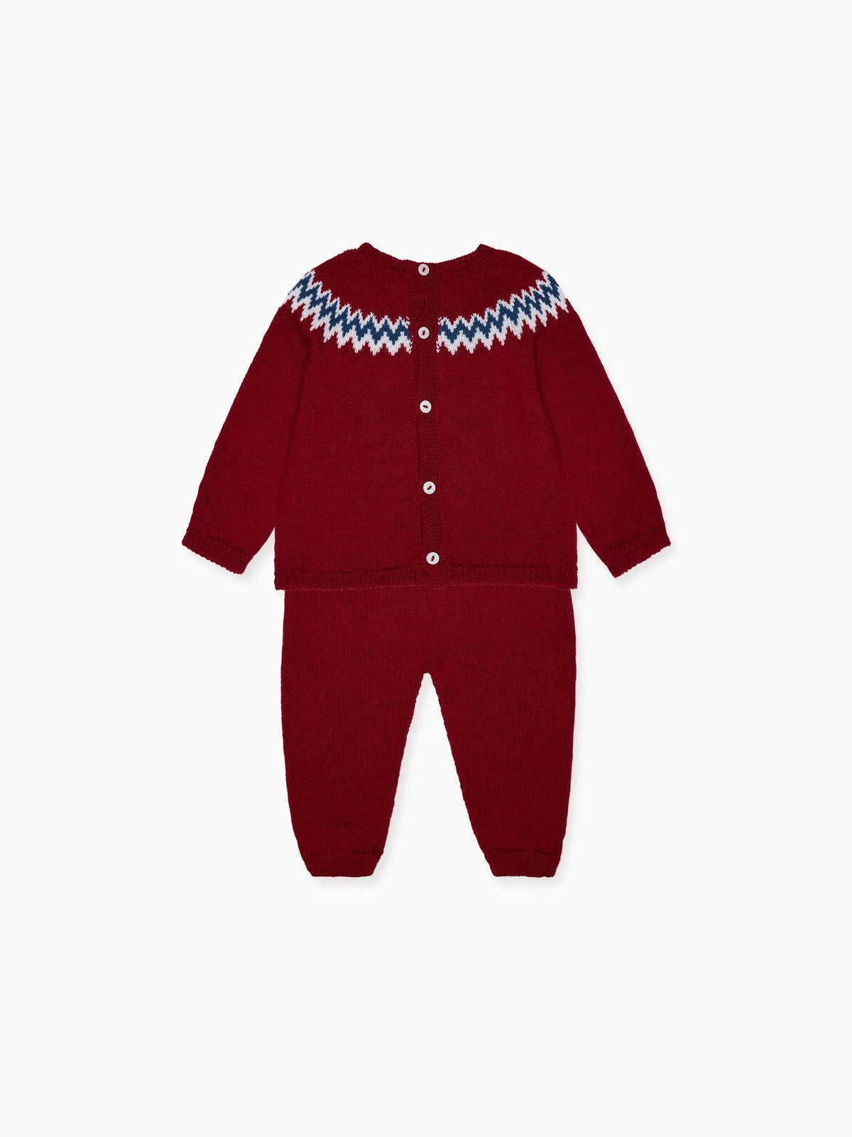 Burgundy Nieve Merino Fair Isle Baby Knitted Set