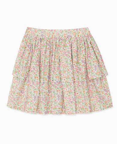 Pink Floral Ninah Girl Cotton Skirt