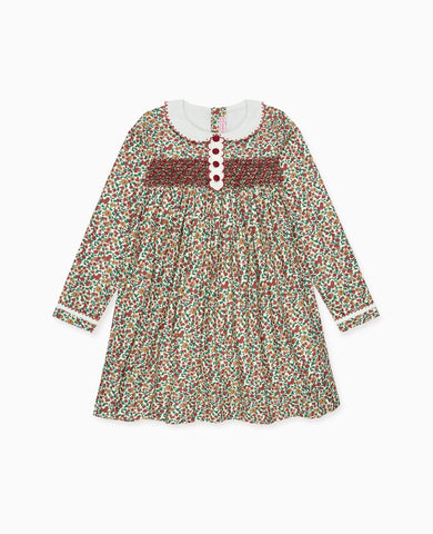 Terracotta Floral Noelia Girl Hand-Smocked Dress