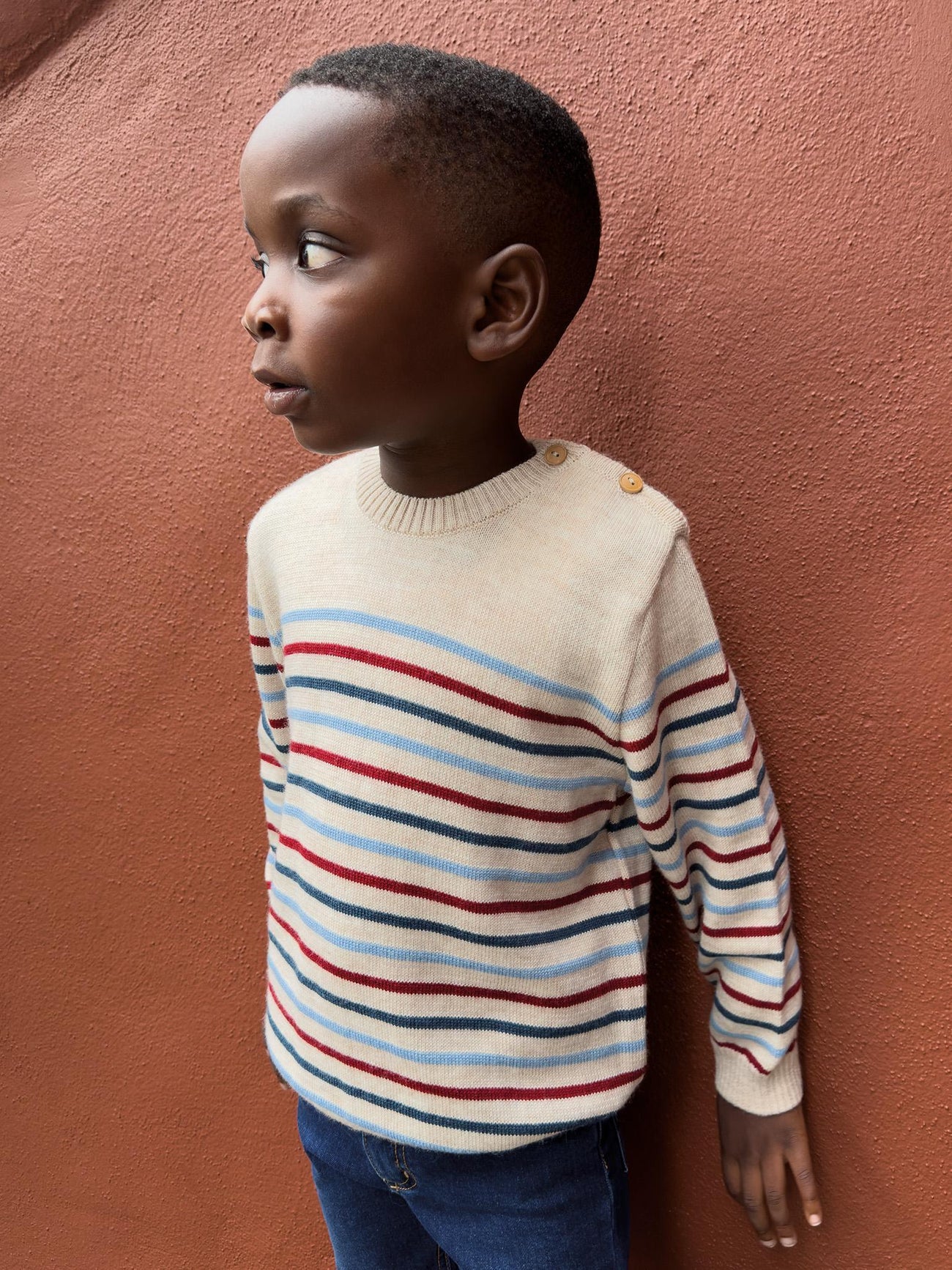 Oatmeal Stripe Curro Merino Boy Jumper