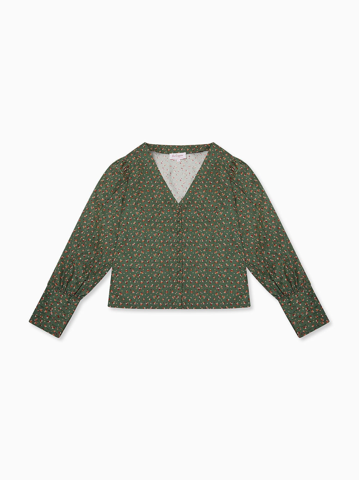 Green Floral Oceanne Women Long Sleeve Shirt