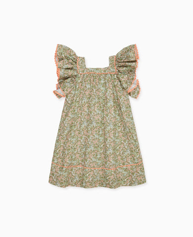 Green Floral Ocra Girl A-Line Dress