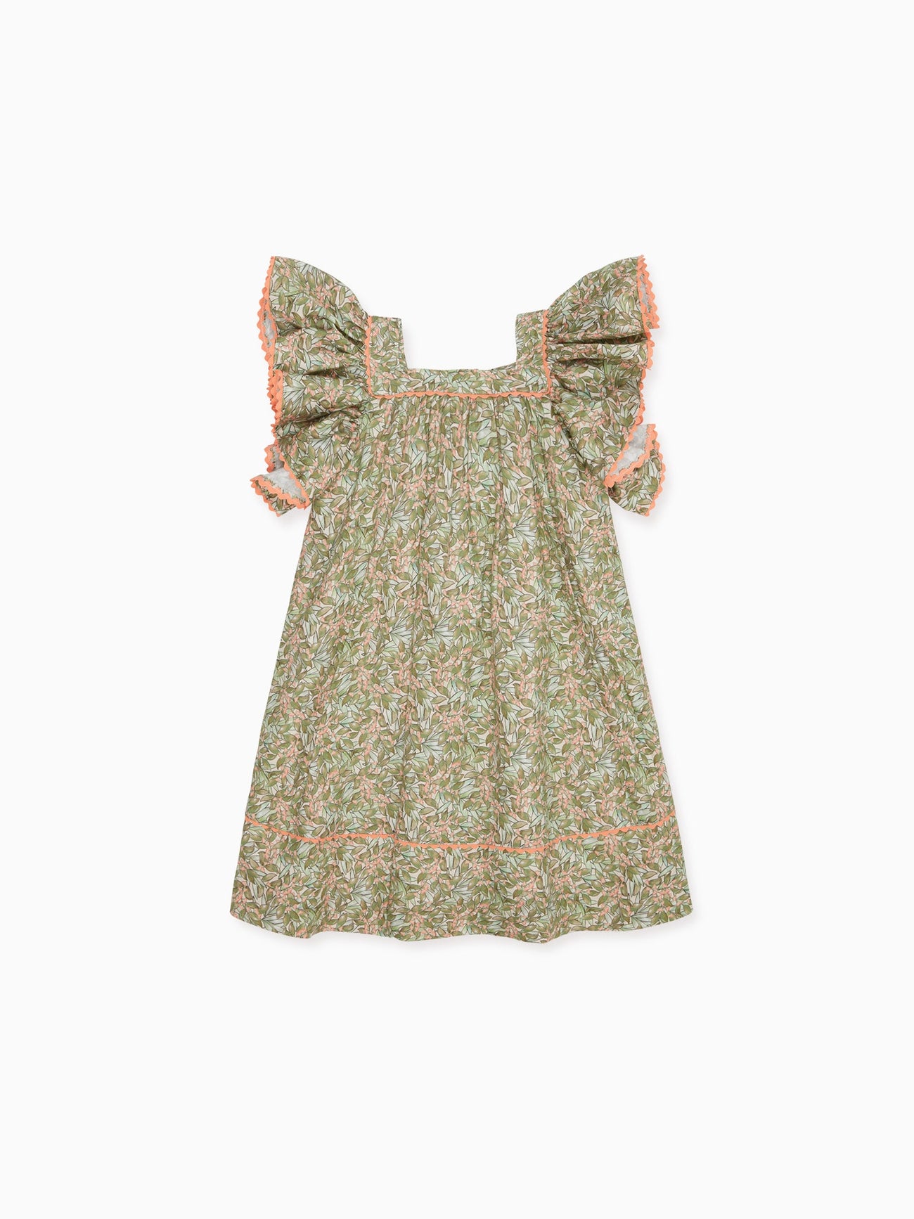 Green Floral Ocra Girl A-Line Dress