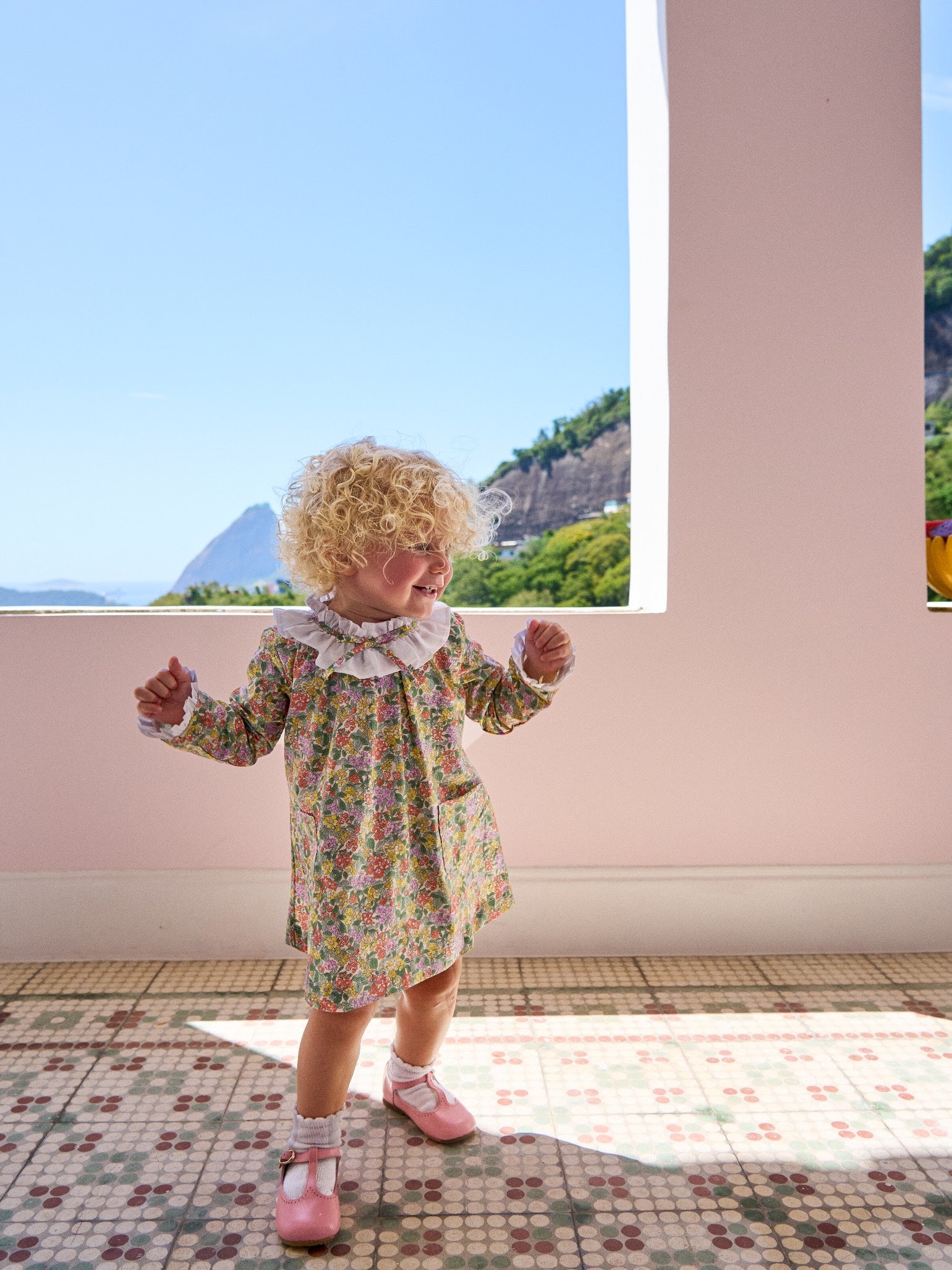 Yellow Floral Odisea Baby Girl Made With Liberty Fabric Set