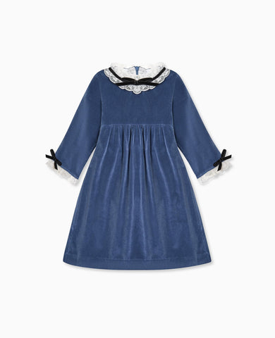 Blue Odisea Velvet Girl A-Line Dress