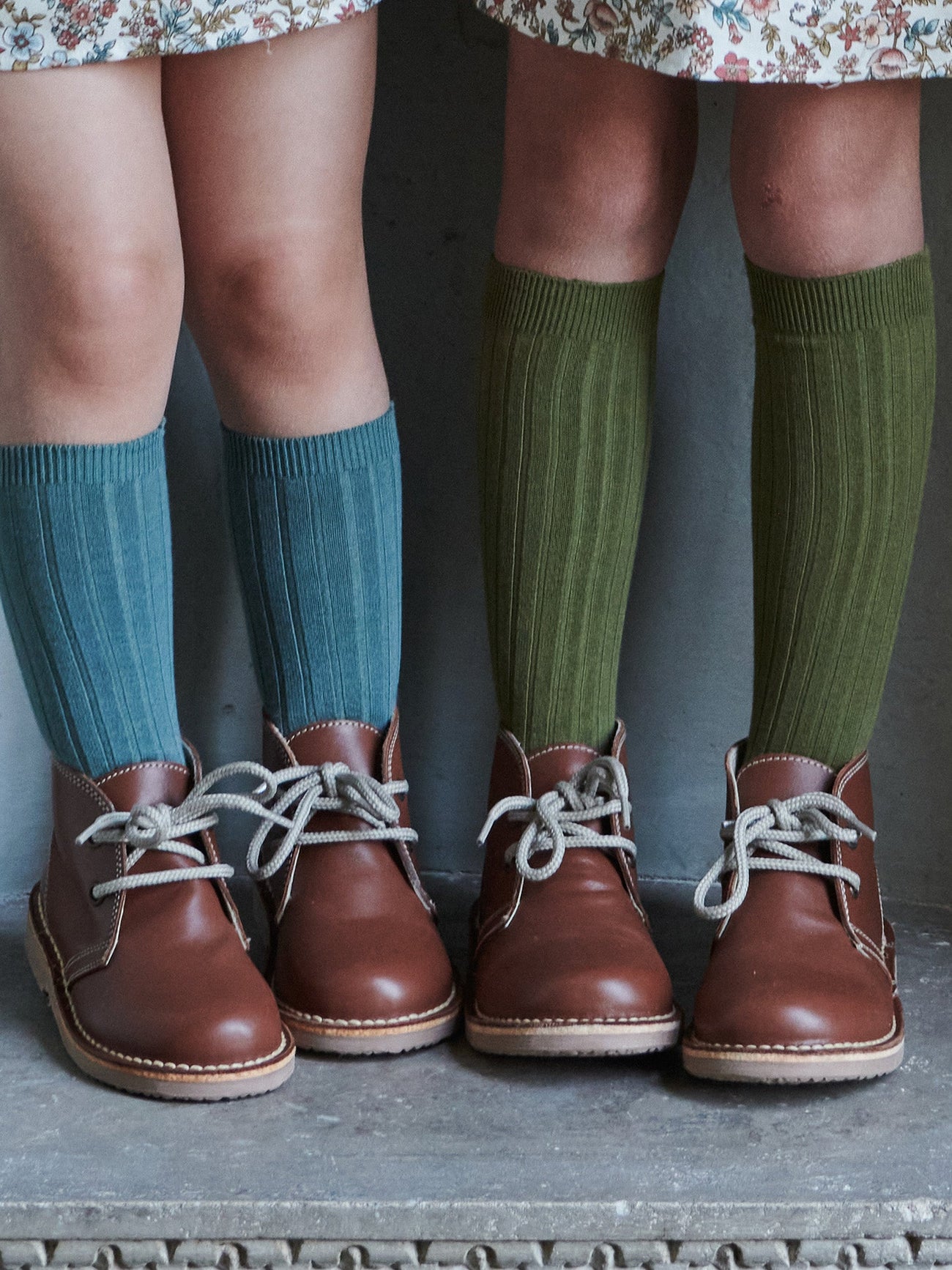 Olive Green Ribbed Knee High Kids Socks