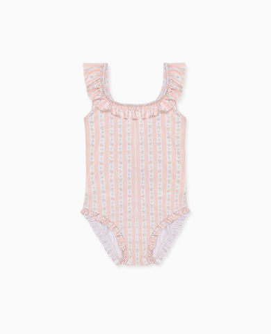 Pink Floral Stripe Opal Girl Swimsuit