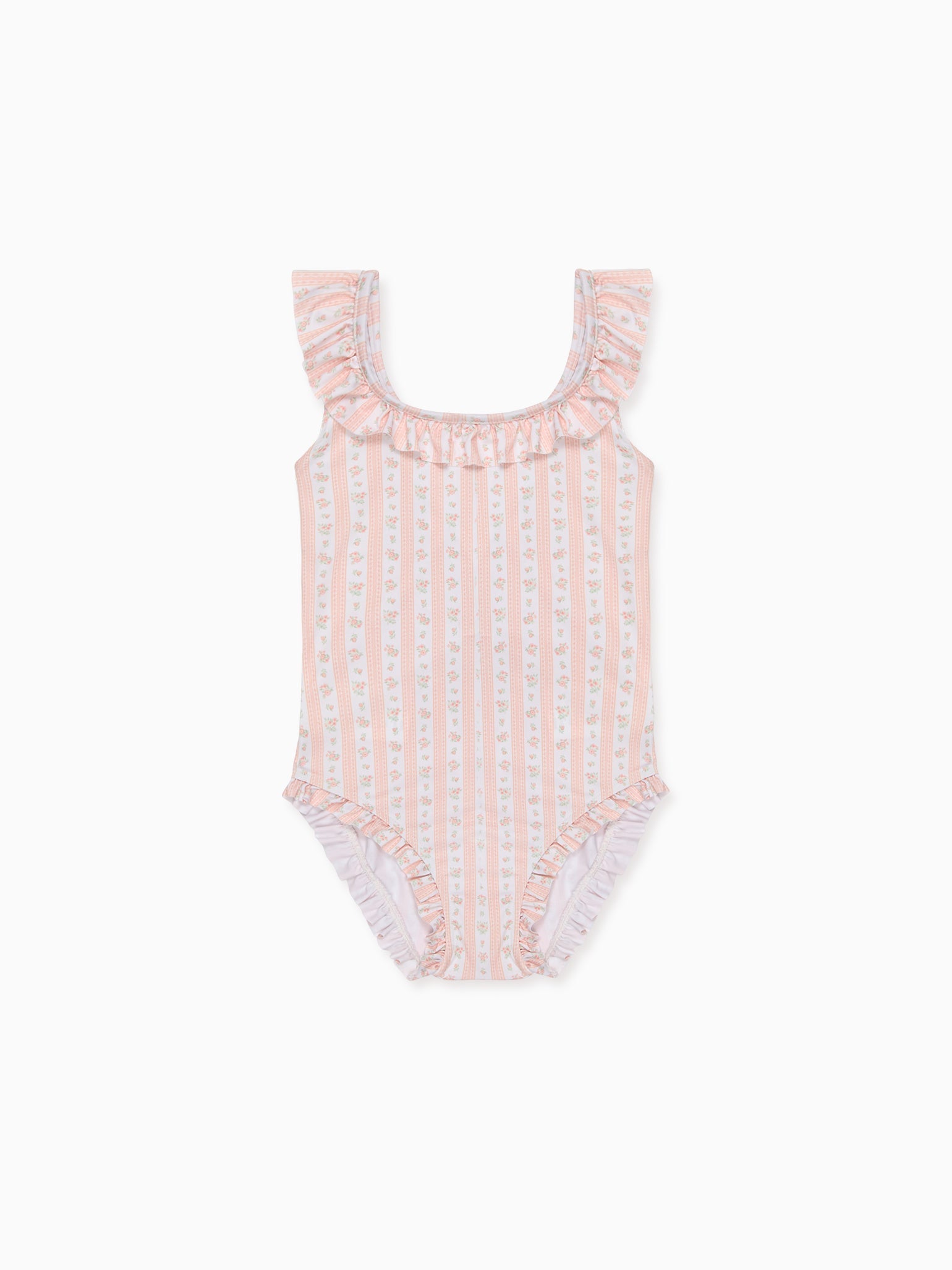 Pink Floral Stripe Opal Girl Swimsuit
