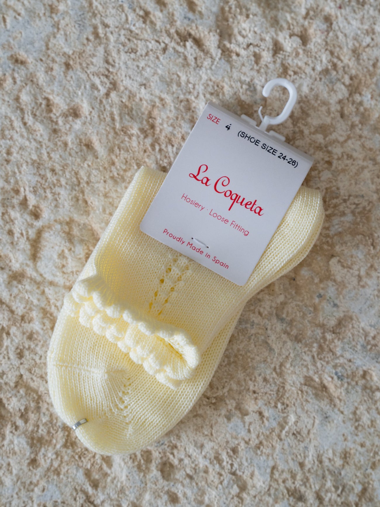 Pale Yellow Openwork Short Girl Socks