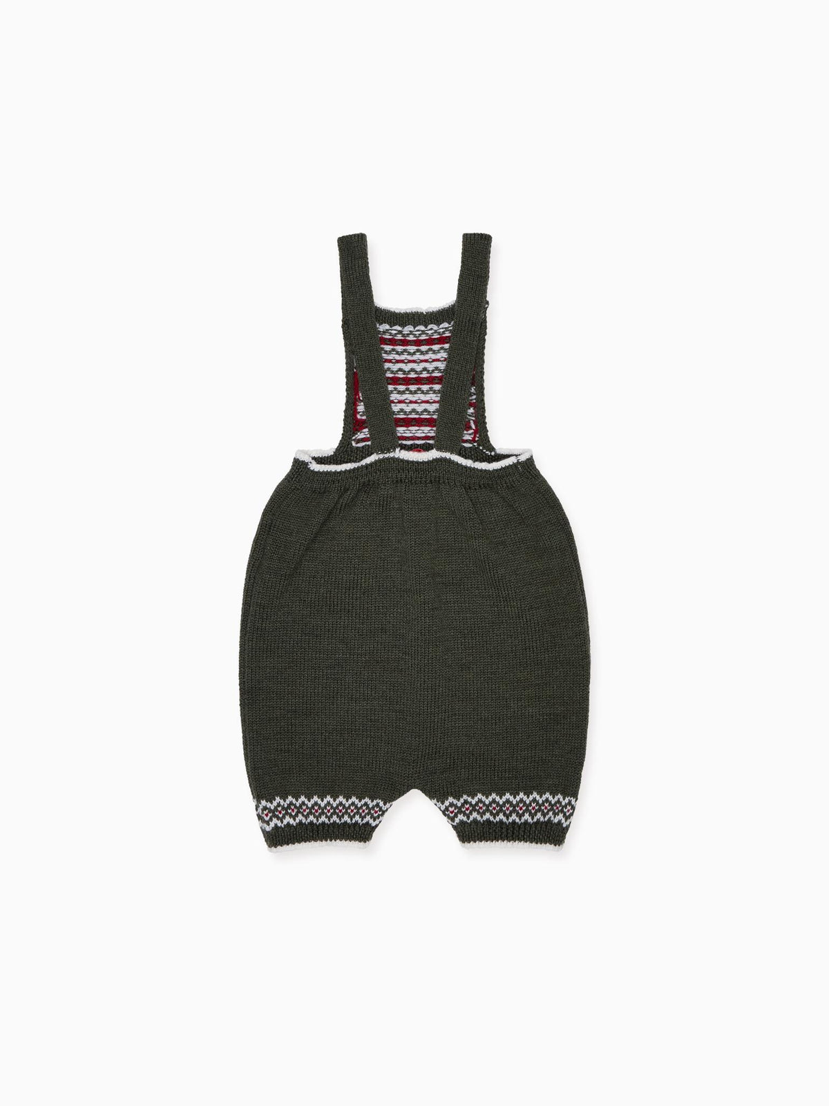 Olive Aspen Fair Isle Merino Baby Knitted Dungarees