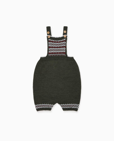 Olive Aspen Fair Isle Merino Baby Knitted Dungarees