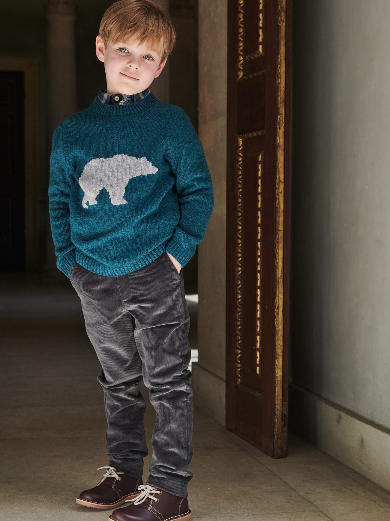 Grey Reinaldo Boy Corduroy Trousers