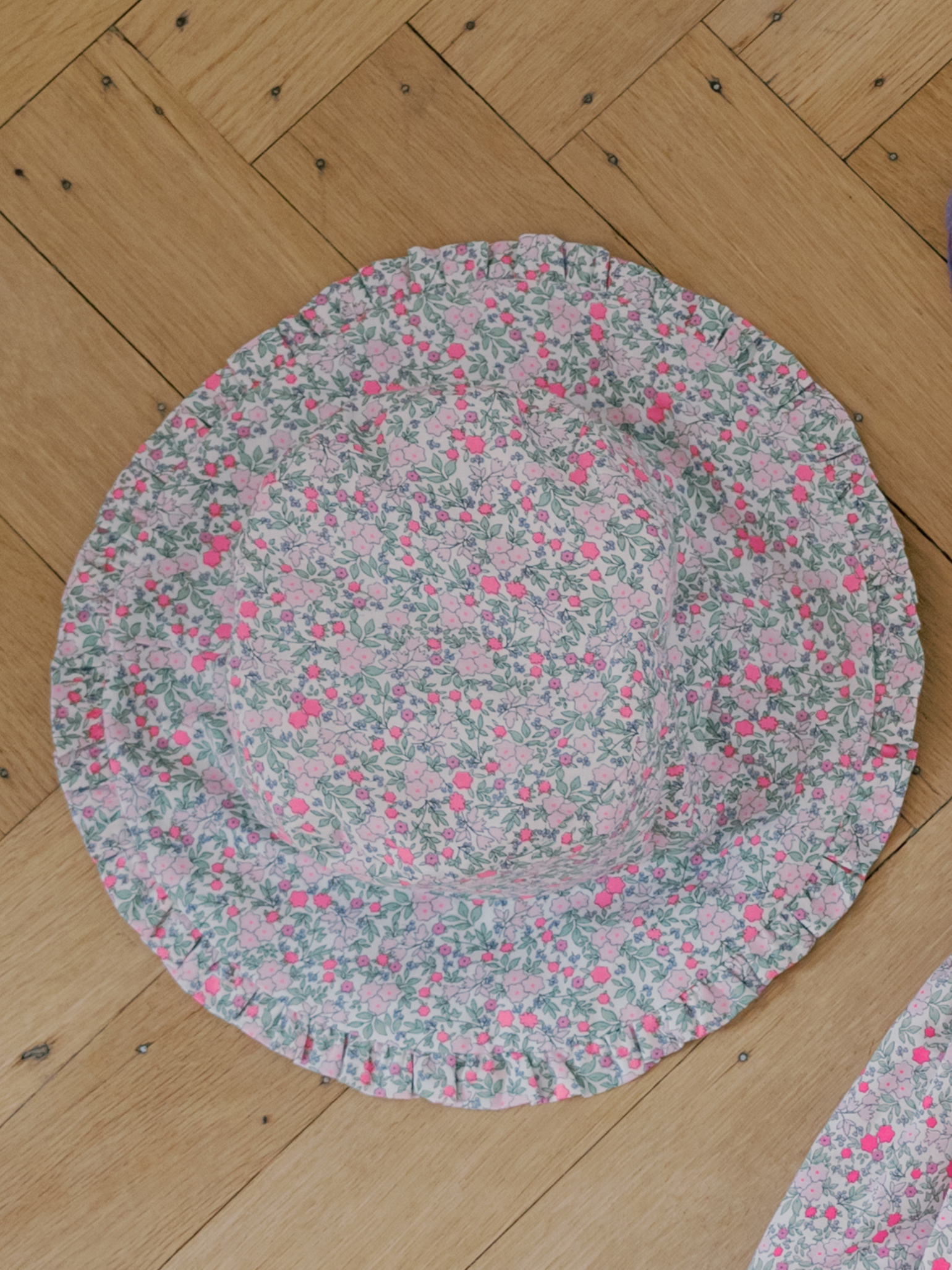 Fuchsia Floral Emilia Cotton Baby Girl Hat