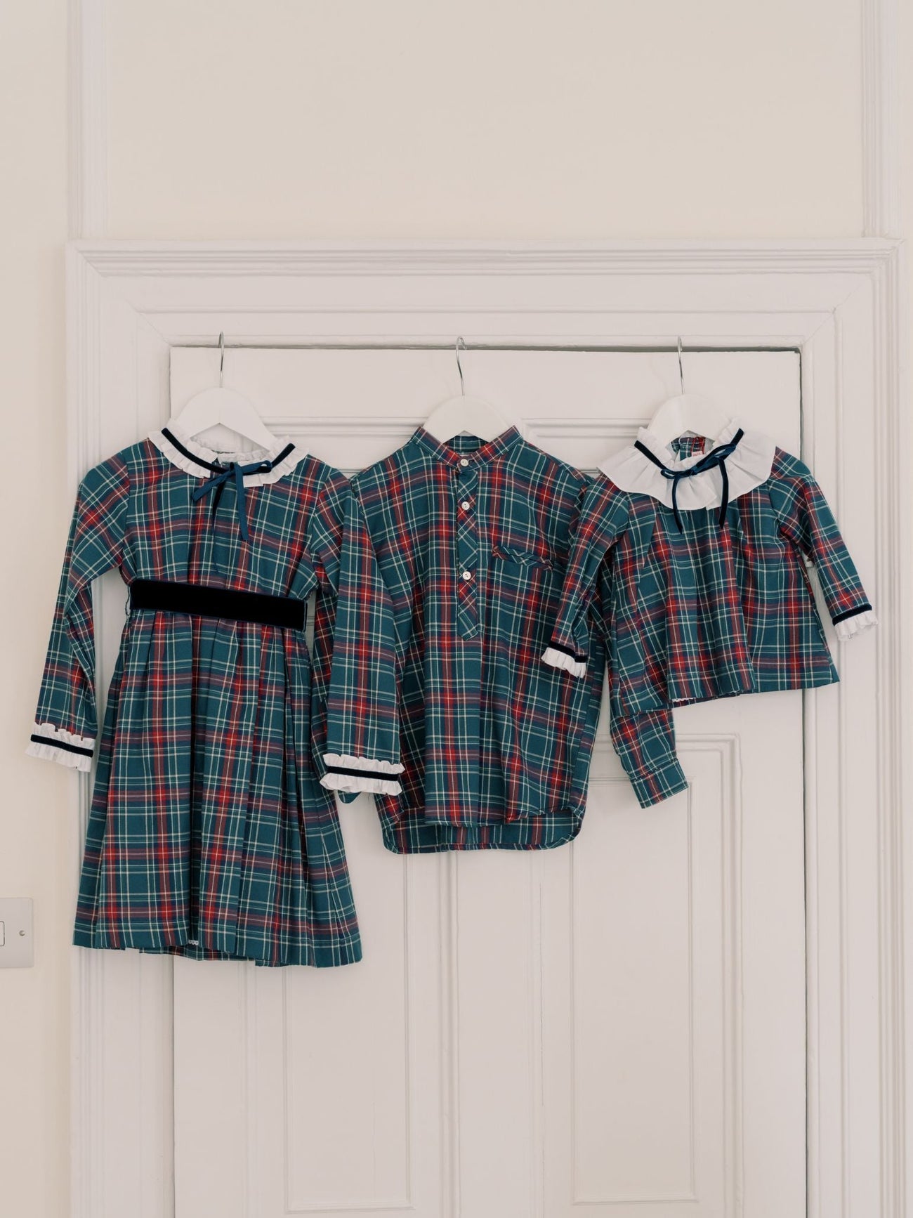 Green Tartan Flora Baby Girl Set