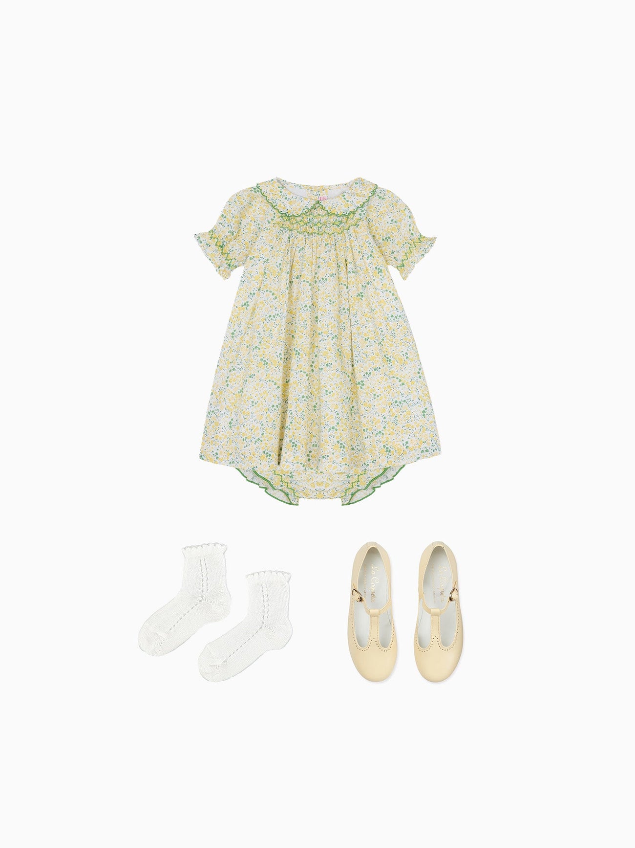 Palma Baby Girl Set, Openwork Socks & T-Bar Shoes Outfit Bundle