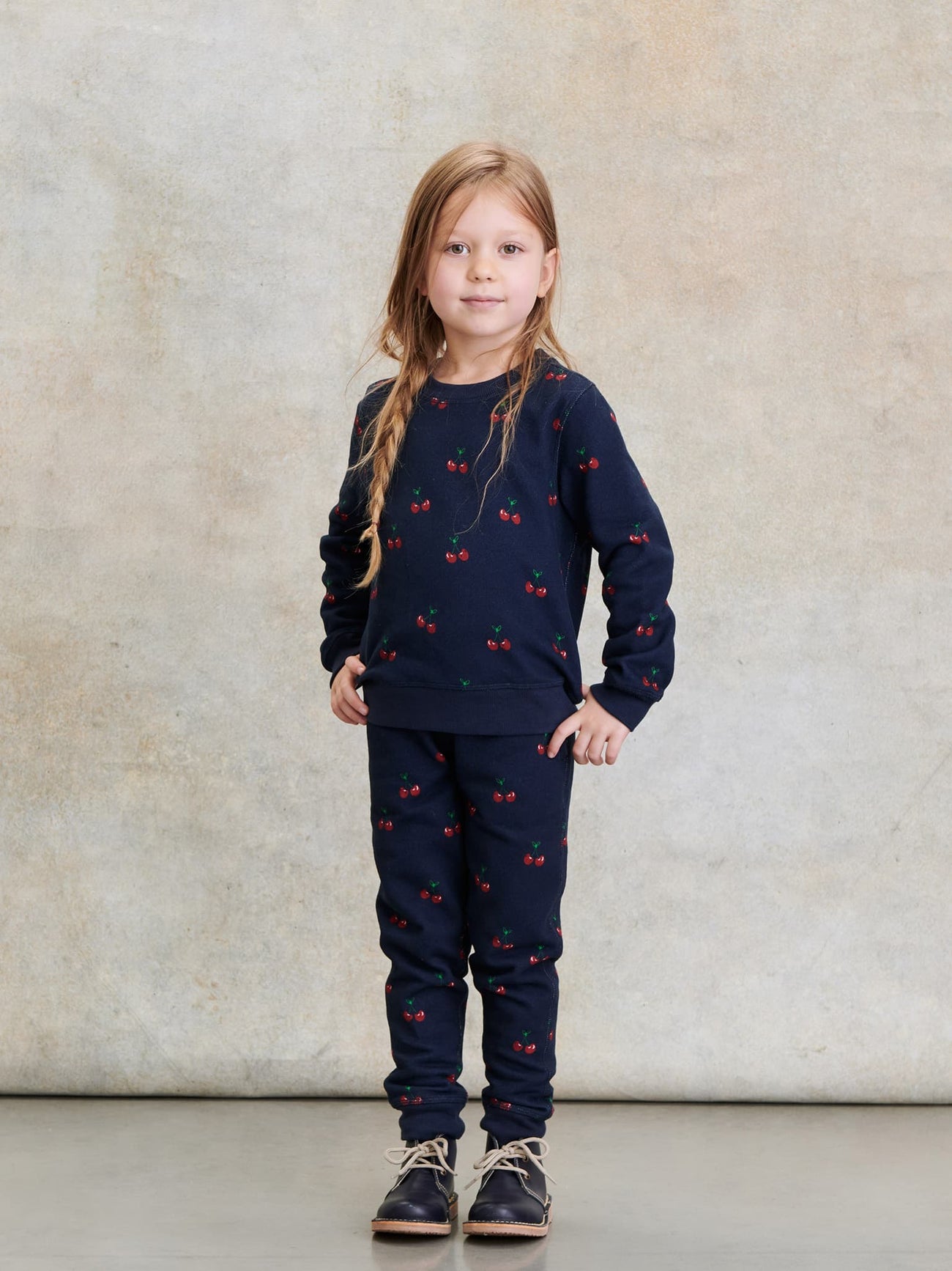 Navy Cherry Pernille Girl Sweatshirt