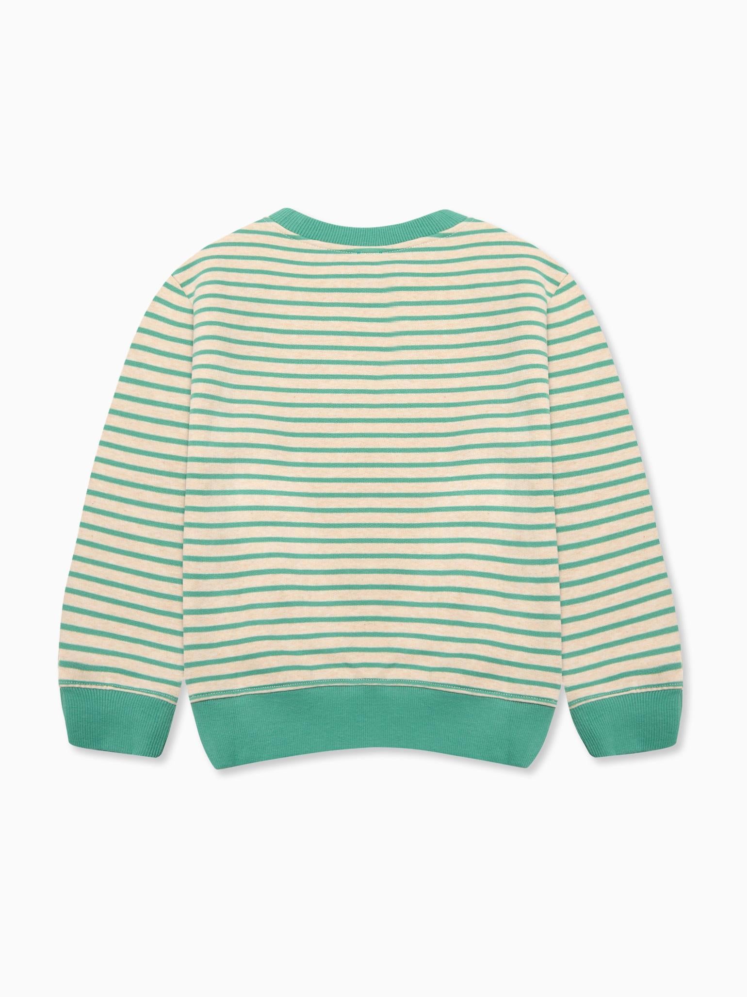 Sage Green Stripe Pernille Kids Sweatshirt