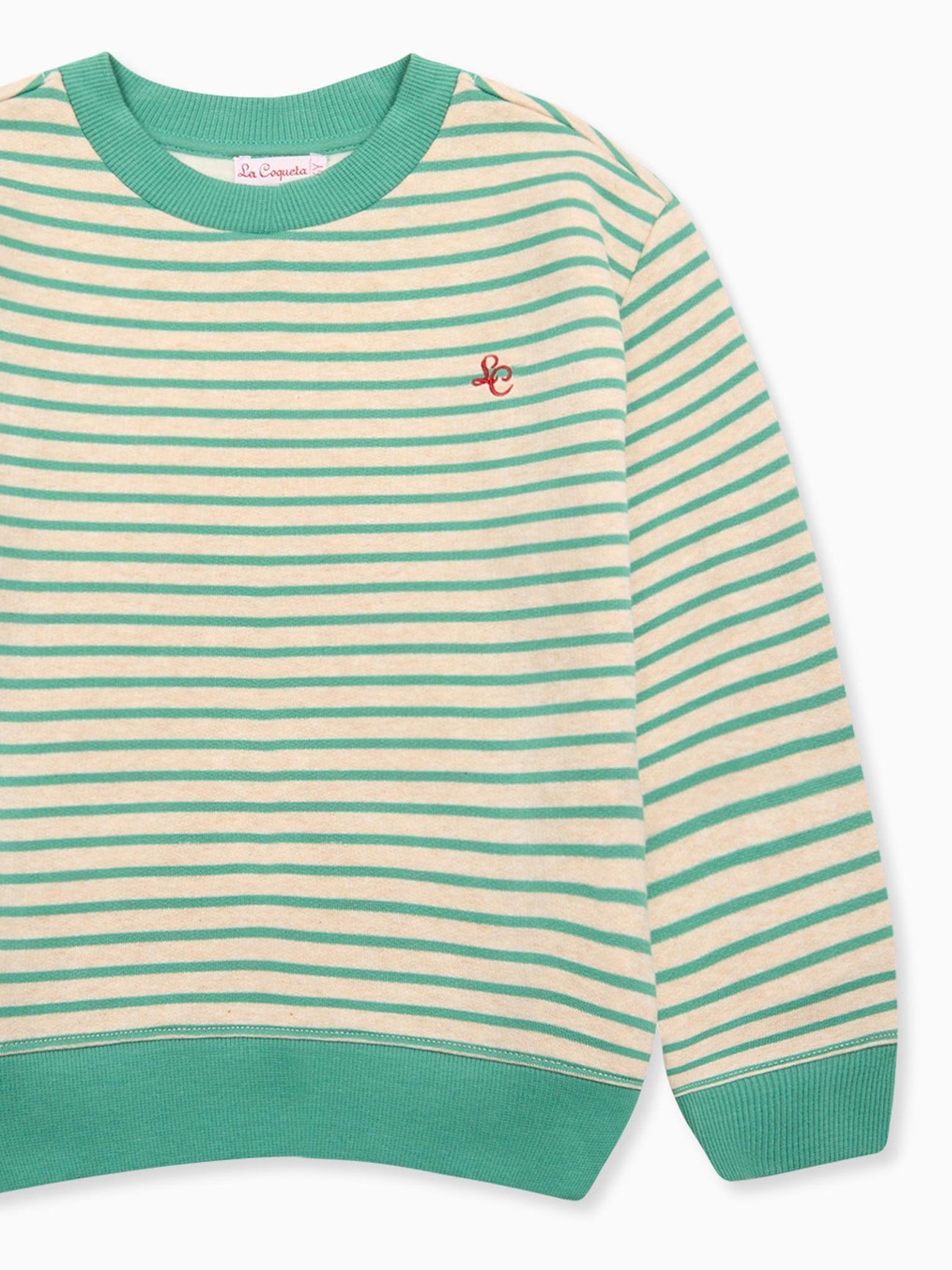 Sage Green Stripe Pernille Kids Sweatshirt