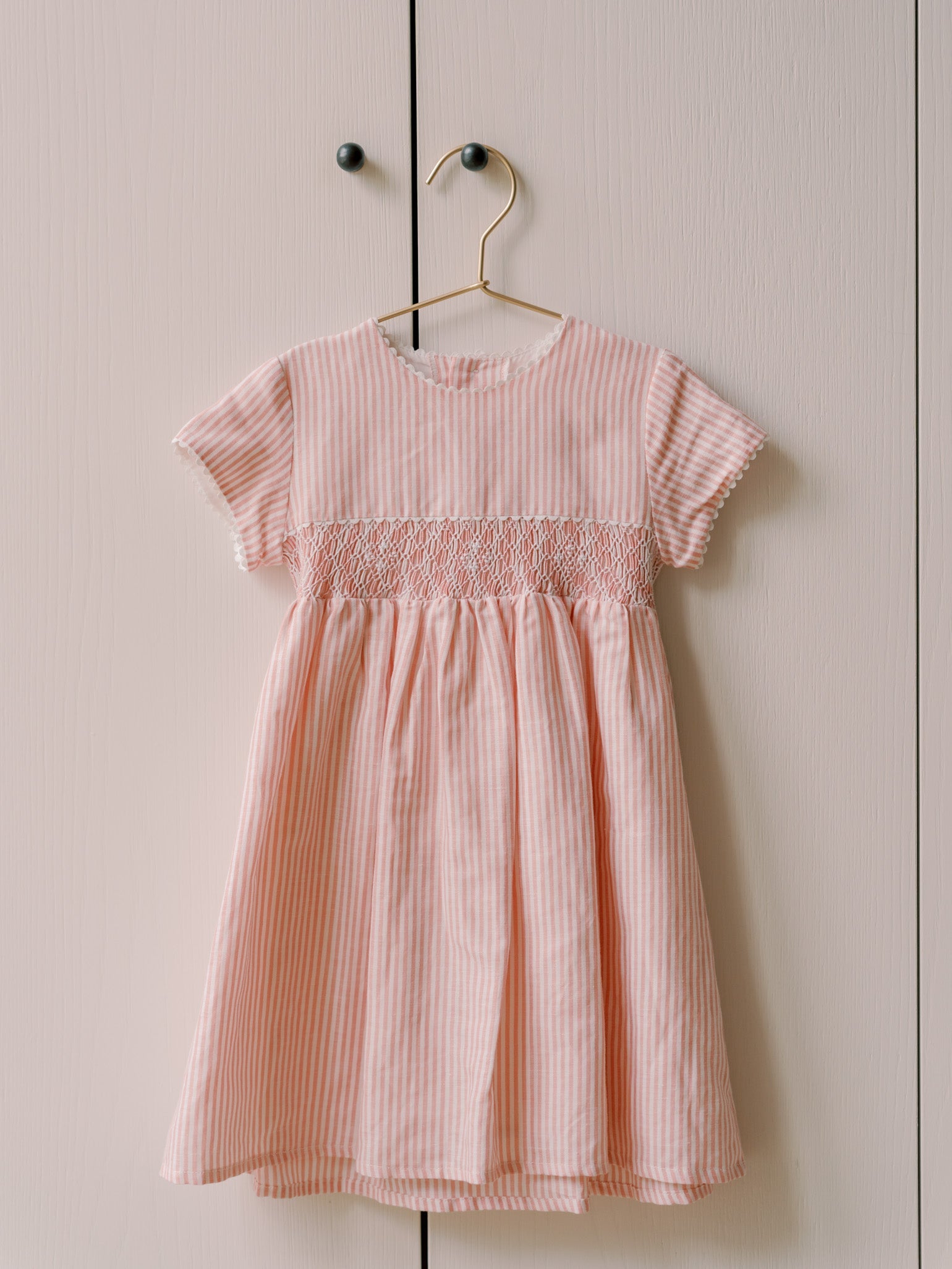 Pink Stripe Ava Girl Hand-Smocked Dress