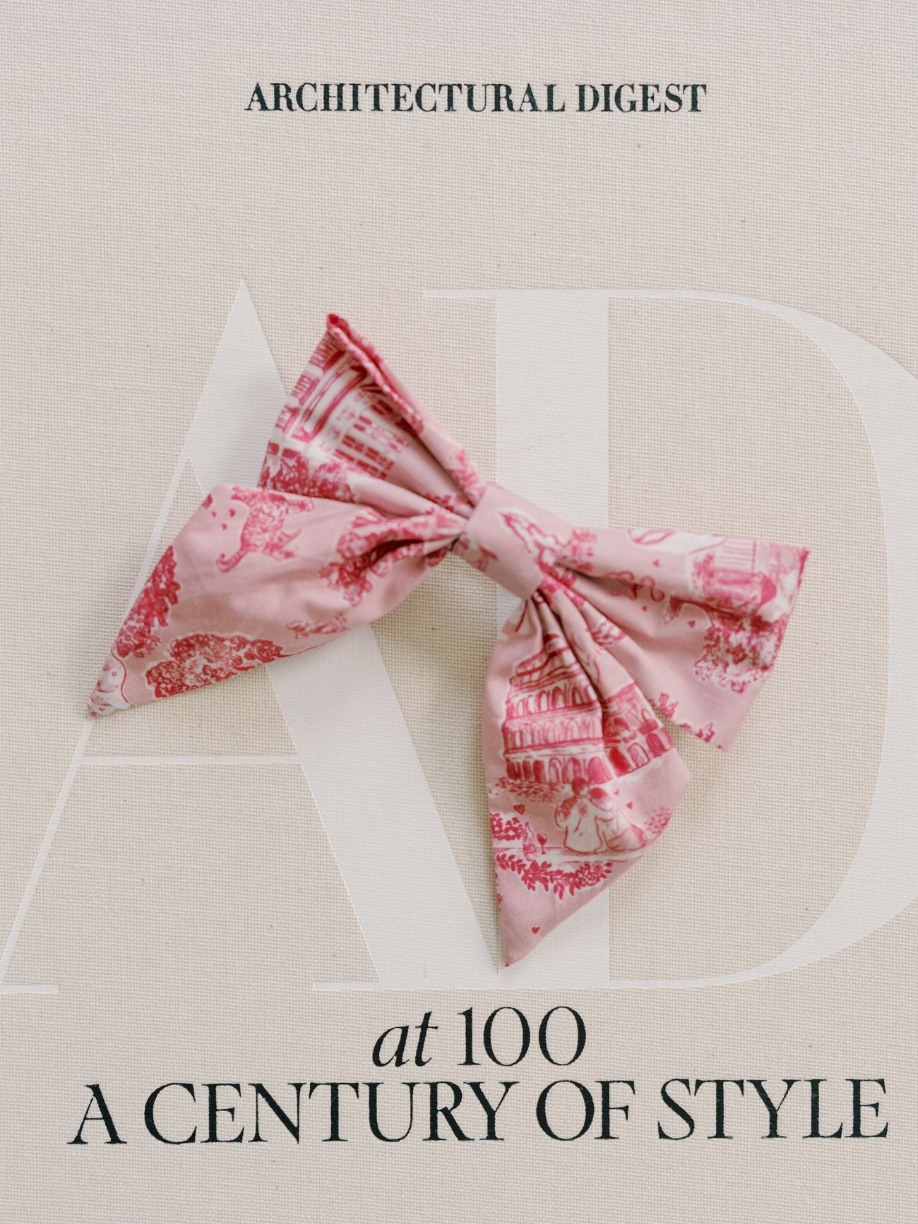 Nicky Hilton x La Coqueta Pink Toile de Jouy Brooke Large Bow Clip