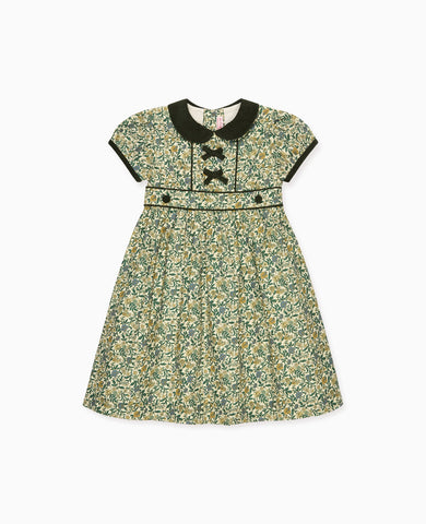 Bottle Green Floral Portia Girl Dress