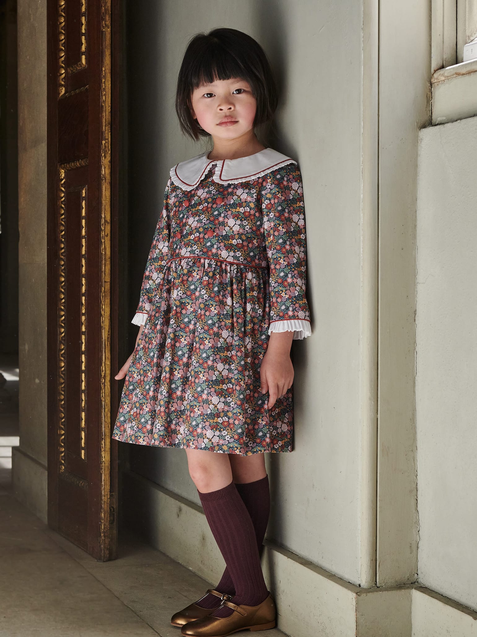 Navy Floral Provenza Girl Dress