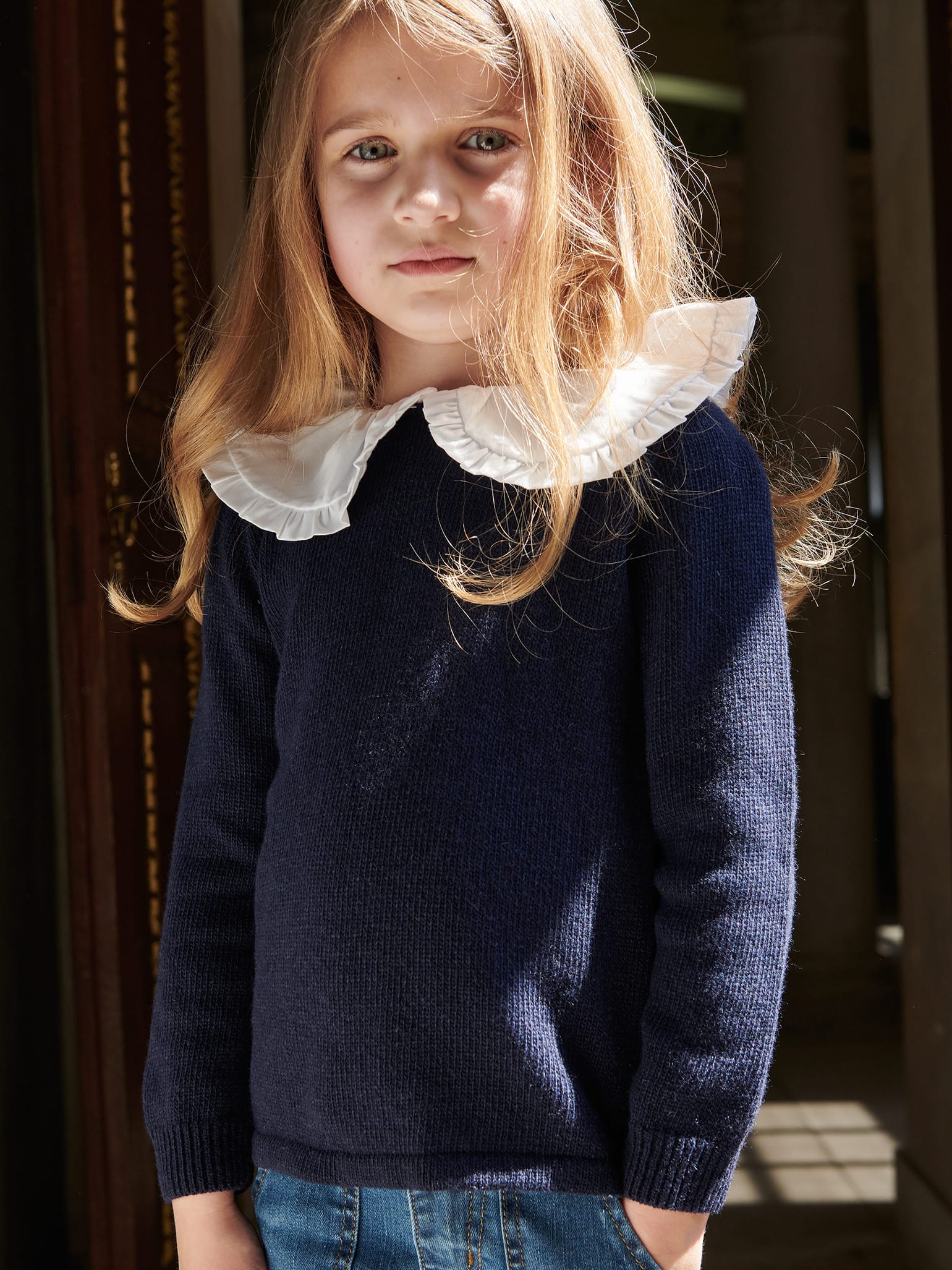 Navy Rafaela Merino Girl Jumper