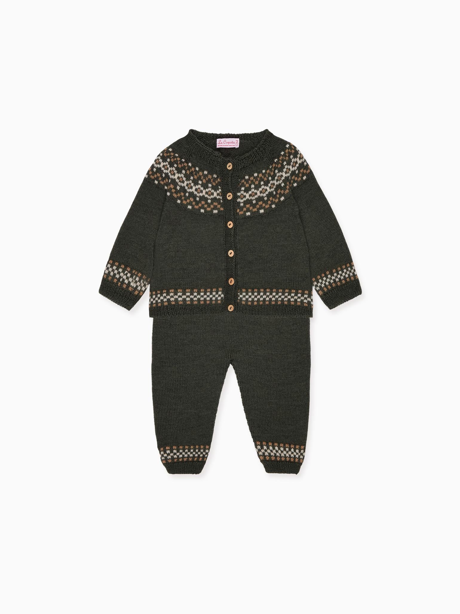 Olive Ramiro Merino Fair Isle Baby Knitted Set
