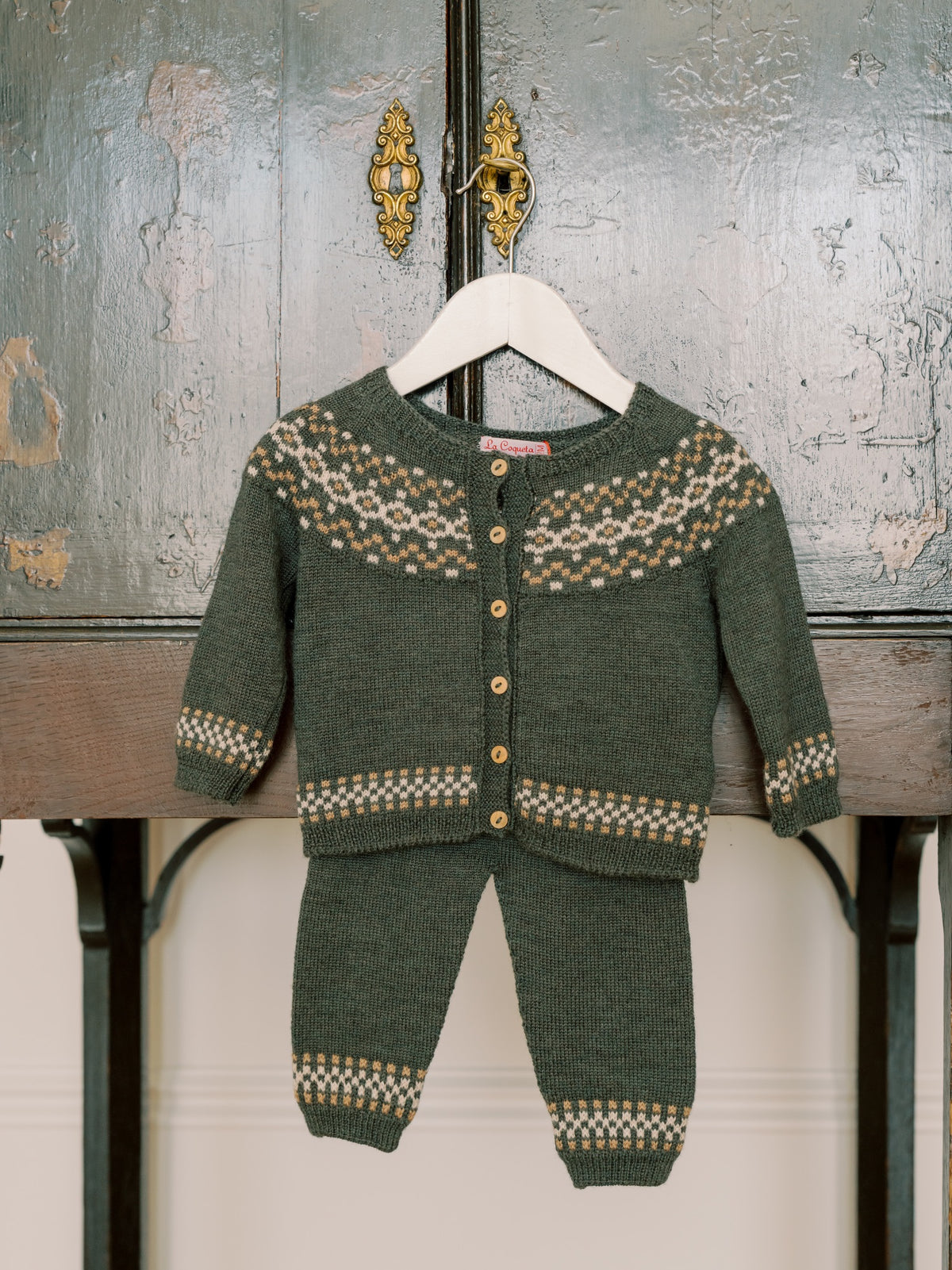 Olive Ramiro Merino Fair Isle Baby Knitted Set